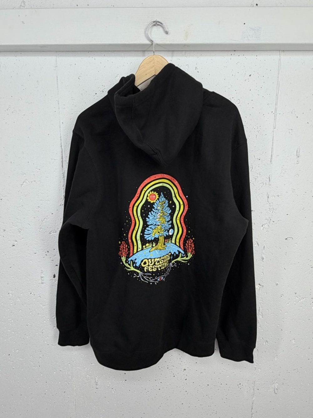 Outside Festival x Pine Bones Large Black Graphic Hoodie Denver Civic Park 2024